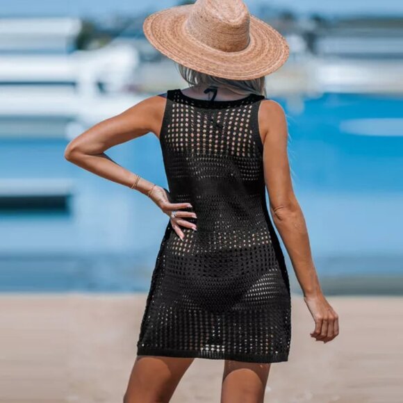 lack Knit Cutout Mini Cover-Up Dress | Size S | NWT Beachwear - Picture 2 of 5